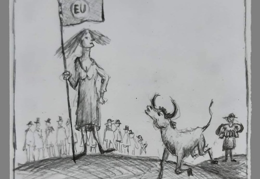 Der Stier tänzelt um die Europa